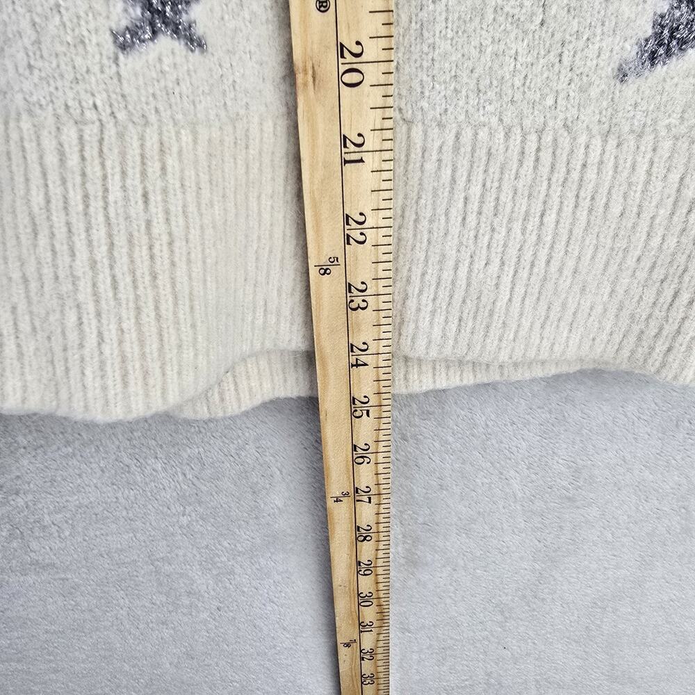 All Saints Star Jumper Sweater Womens Medium M Wool Alpaca Off White Silver - Picture 9 of 9